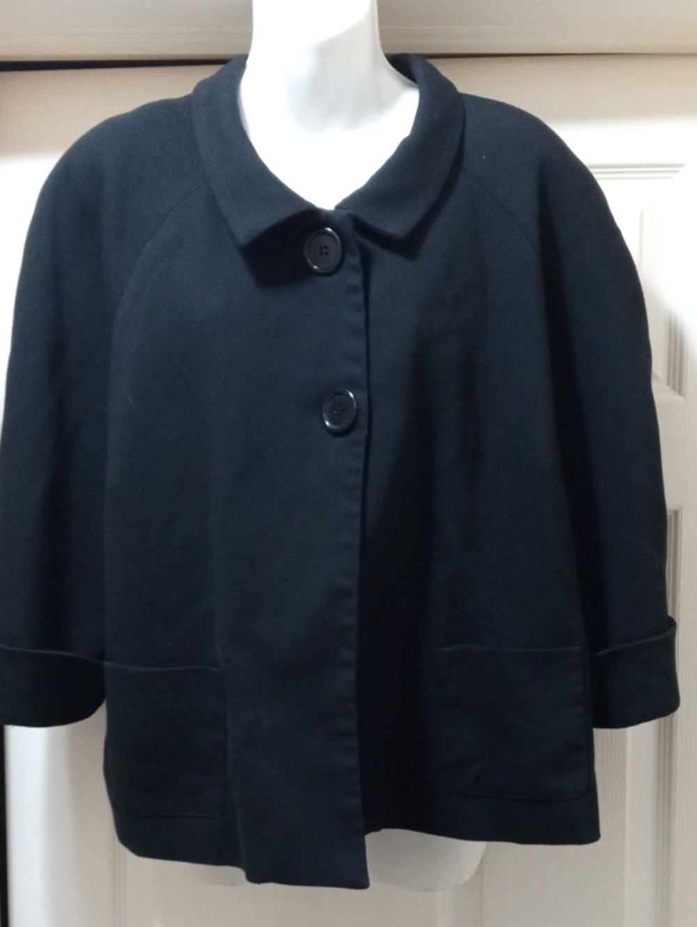 Classic Black Women's Button Front Coat. /Suit Jacket